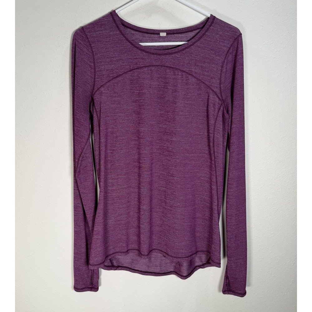 Lululemon Top On Track Long Sleeve Womens Sz 8 Thumbholes Heathered Aurora